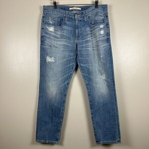 Big Star Women's 29 Straight Leg Jeans Blue Distressed Medium Wash Cotton